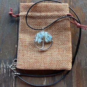 Brand New Aquamarine Necklace Tree Of Life Necklace Genuine Aquamarine Pendant